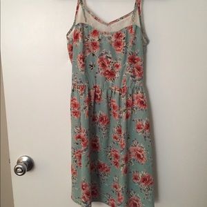 Light blue green with pink flowers dress